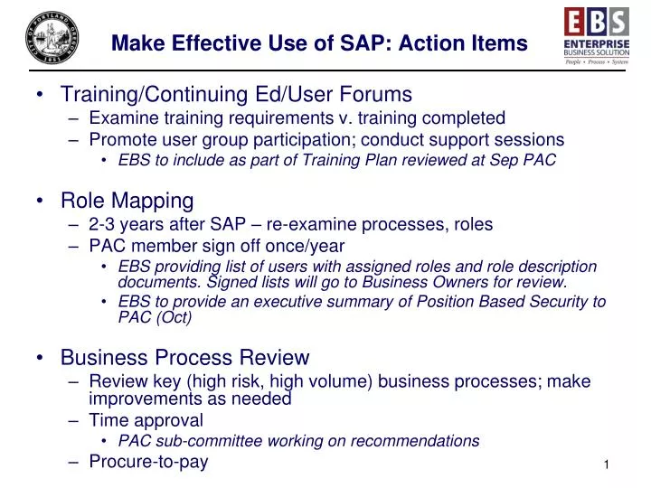 make effective use of sap action items