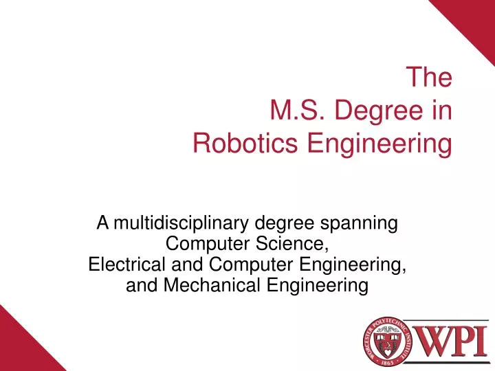 the m s degree in robotics engineering