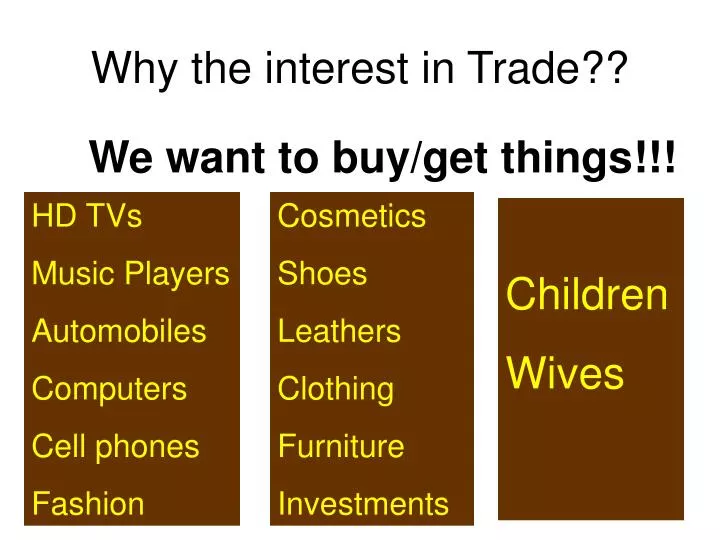 why the interest in trade