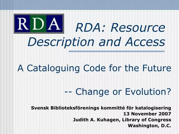 rda resource description and access