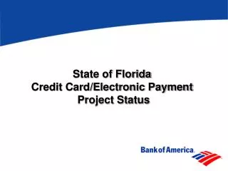 State of Florida Credit Card/Electronic Payment Project Status