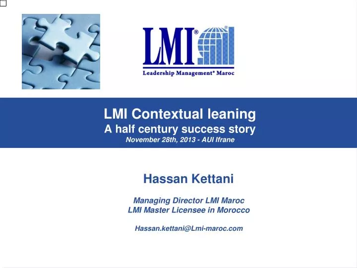 lmi contextual leaning a half century success story november 28th 2013 aui ifrane