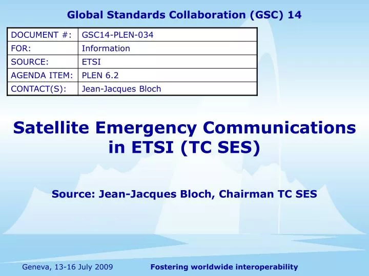 satellite emergency communications in etsi tc ses