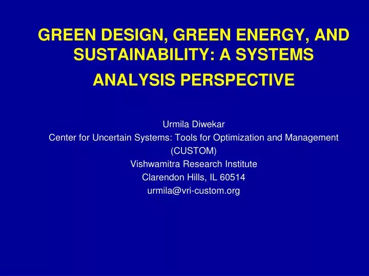 green design green energy and sustainability a systems analysis perspective