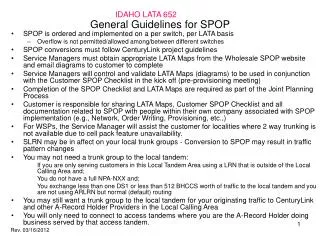 General Guidelines for SPOP