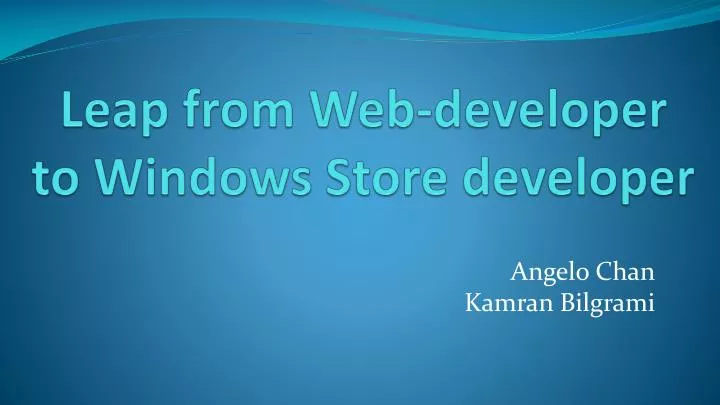leap from web developer to windows store developer