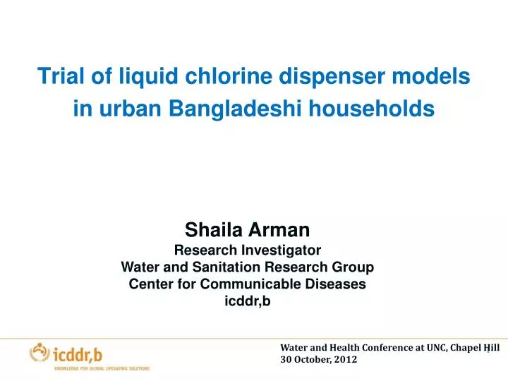 trial of liquid chlorine dispenser models in urban bangladeshi households