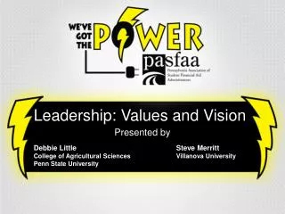 Leadership: Values and Vision Presented by Debbie Little				Steve Merritt