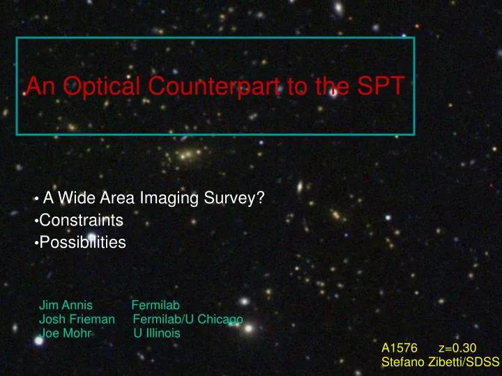 a wide area imaging survey constraints possibilities