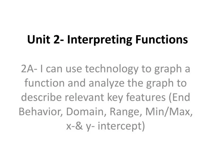 unit 2 interpreting functions