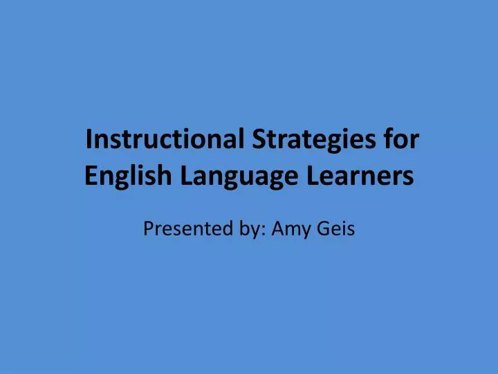 instructional strategies for english language learners