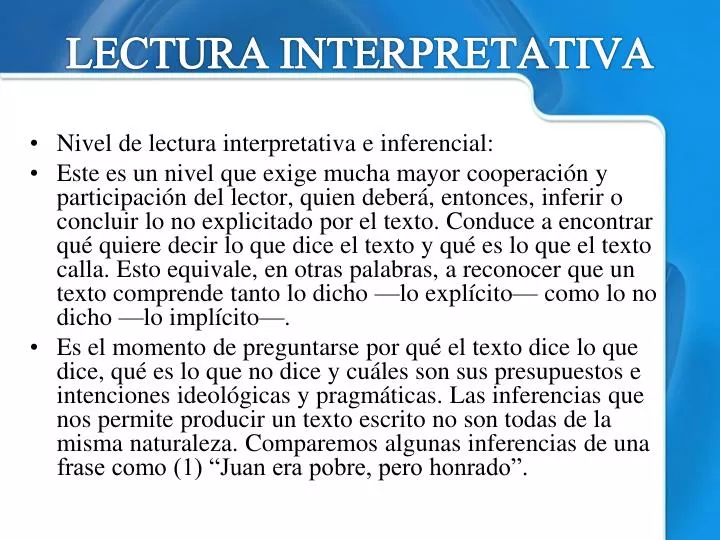 lectura interpretativa