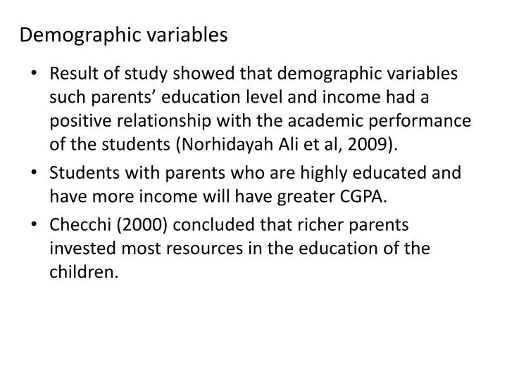 demographic variables