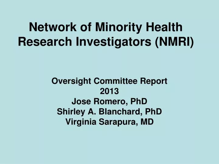 network of minority health research investigators nmri