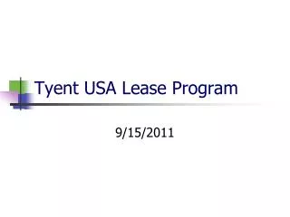 Tyent USA Lease Program