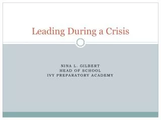 Leading During a Crisis