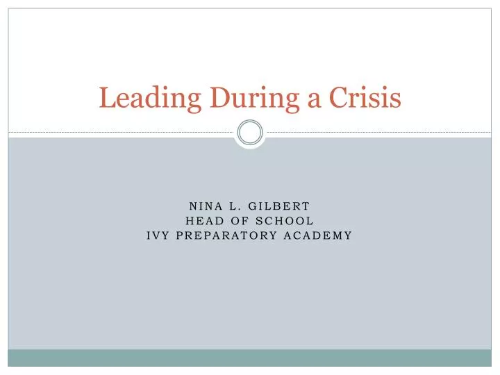 leading during a crisis