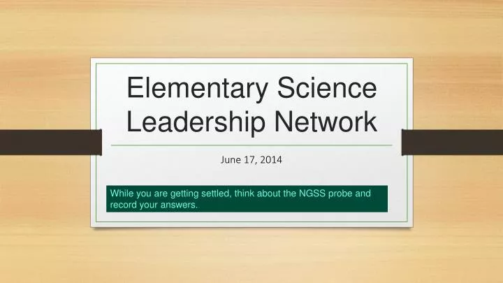 elementary science leadership network