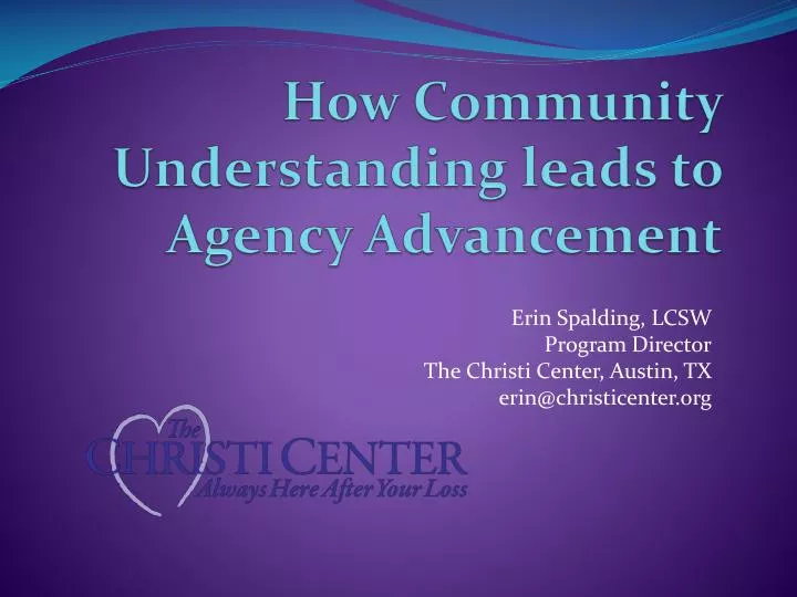 how community understanding leads to agency advancement