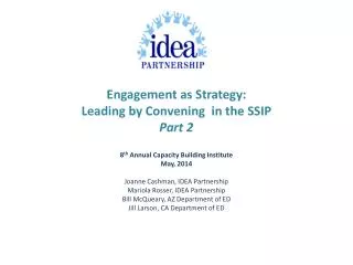 Engagement as Strategy: Leading by Convening in the SSIP Part 2