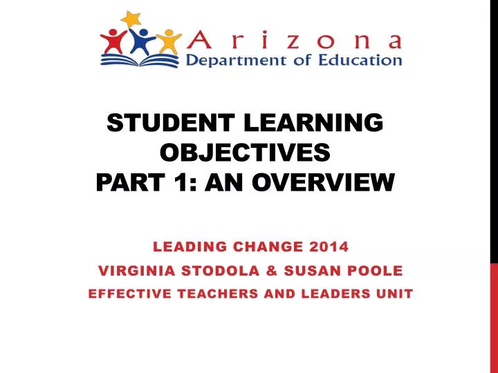 student learning objectives part 1 an overview