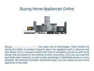 Buying Home Appliances Online