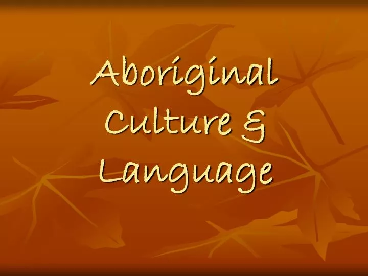aboriginal culture language