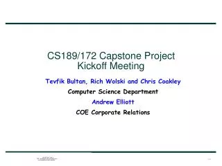 CS189/172 Capstone Project Kickoff Meeting