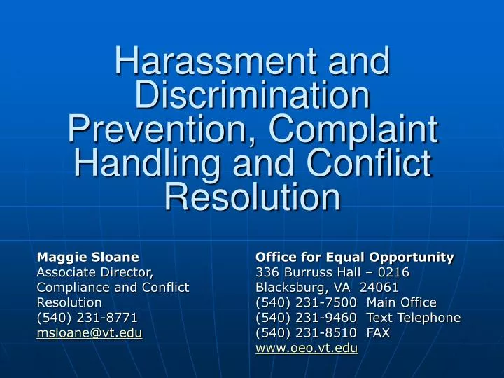 harassment and discrimination prevention complaint handling and conflict resolution