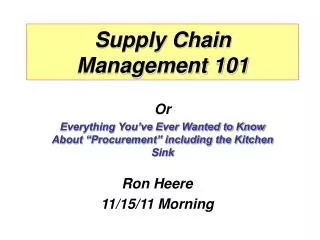 Supply Chain Management 101