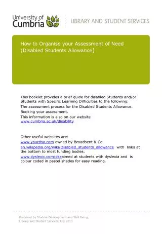 How to Organise your Assessment of Need (Disabled Students Allowance )