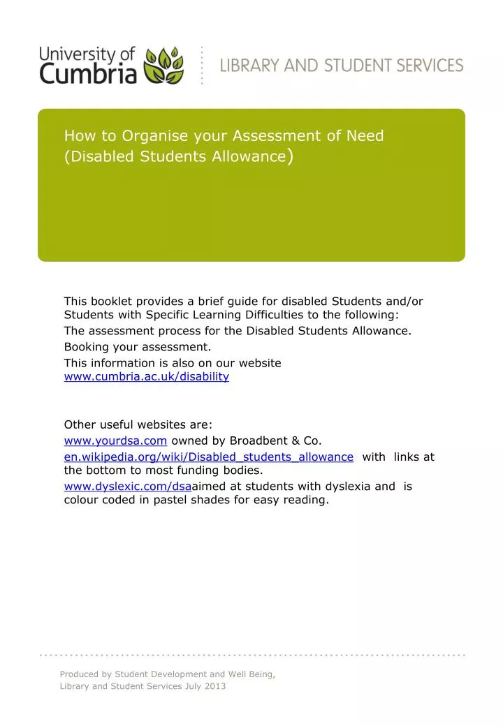 how to organise your assessment of need disabled students allowance