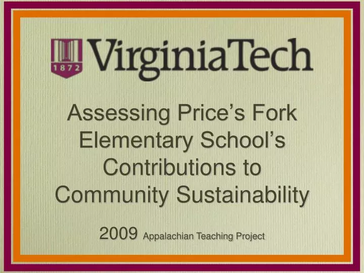 assessing price s fork elementary school s contributions to community sustainability