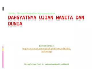dahsyatnya ujian wanita dan dunia