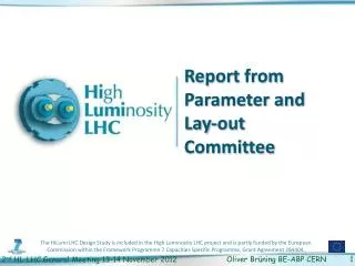 Report from Parameter and Lay-out Committee