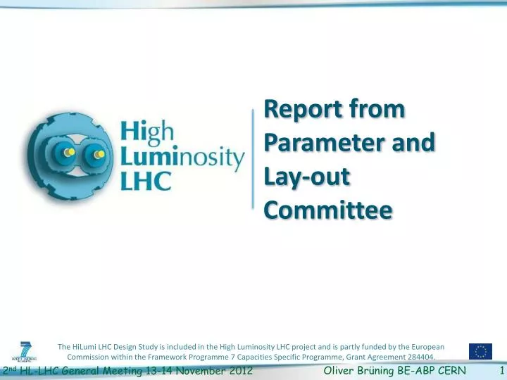 report from parameter and lay out committee