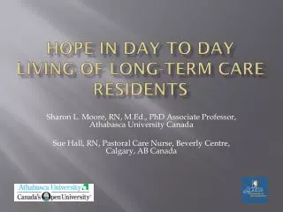 Hope in Day to Day Living of Long-term Care Residents