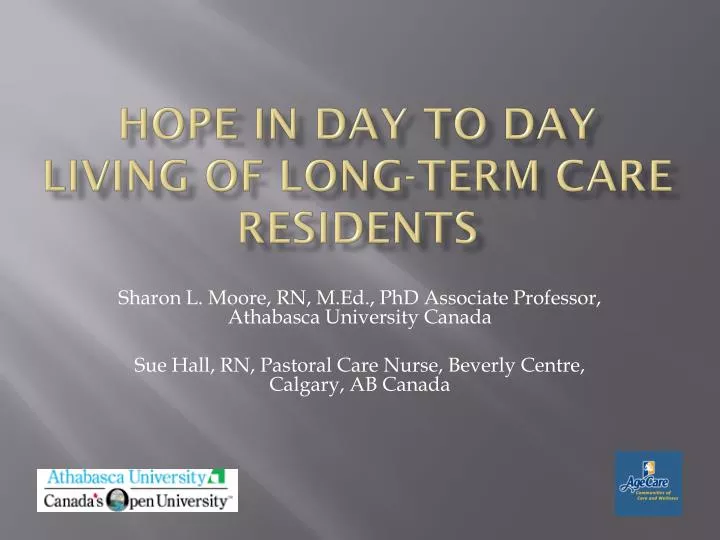 hope in day to day living of long term care residents