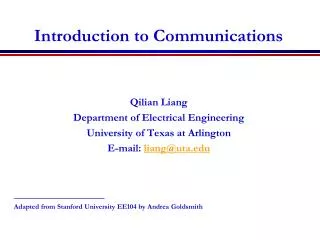 Introduction to Communications