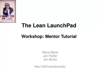 The Lean LaunchPad Workshop: Mentor Tutorial