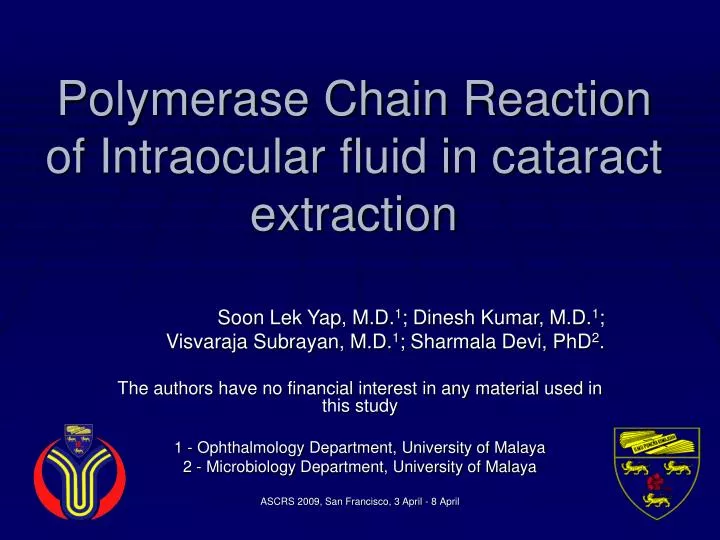 polymerase chain reaction of intraocular fluid in cataract extraction