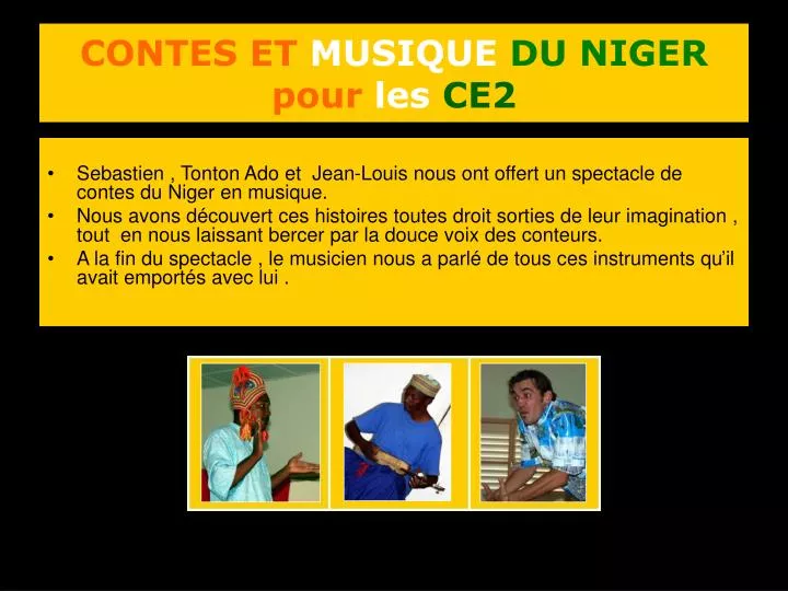 contes et musique du niger pour les ce2