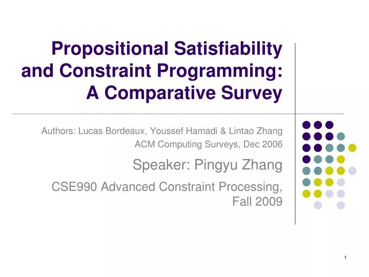 propositional satisfiability and constraint programming a comparative survey