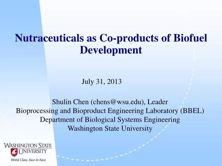 nutraceuticals as co products of biofuel development