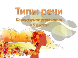 Типы речи П овторение изученного в 5 классе