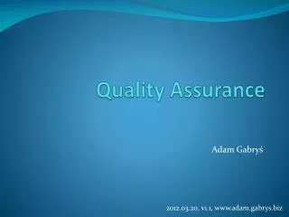 quality assurance