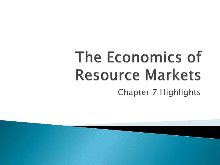 the economics of resource markets