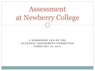 Assessment at Newberry College