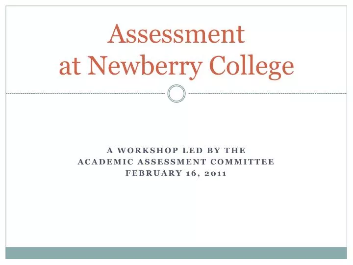 assessment at newberry college