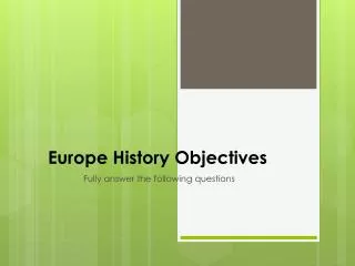 europe history objectives